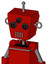 Red Mech With Box Head And Vent Mouth And Three-Eyed And Single Antenna