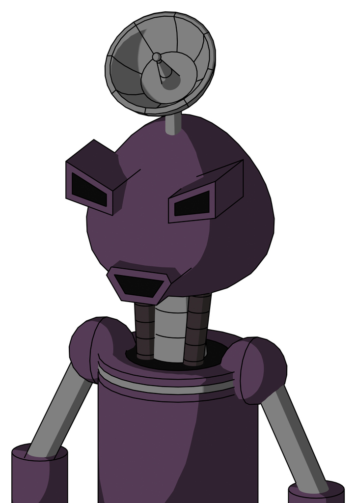 Purple Mech With Rounded Head And Happy Mouth And Angry Eyes And Radar Dish Hat