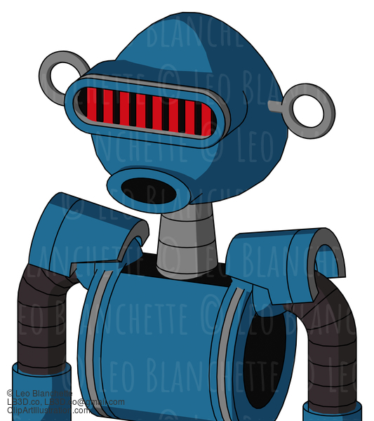 Blue Automaton With Rounded Head And Round Mouth And Visor Eye #21521