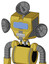 Yellow Droid With Mechanical Head And Teeth Mouth And Large Blue Visor Eye And Radar Dish Hat