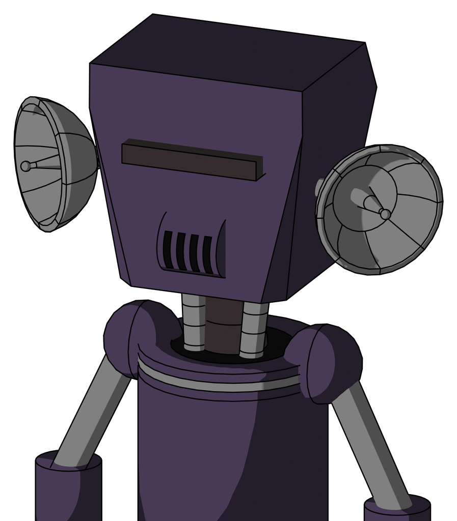 Purple Mech With Box Head And Speakers Mouth And Black Visor Cyclops