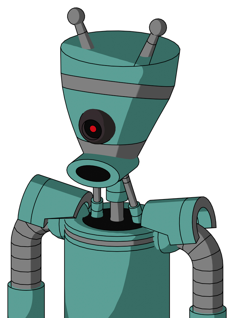 Greenish Mech With Vase Head And Round Mouth And Black Cyclops Eye And Double Antenna