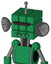 Green Automaton With Cube Head And Pipes Mouth And Black Visor Cyclops And Single Antenna