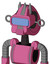 Pink Robot With Droid Head And Speakers Mouth And Large Blue Visor Eye And Three Spiked