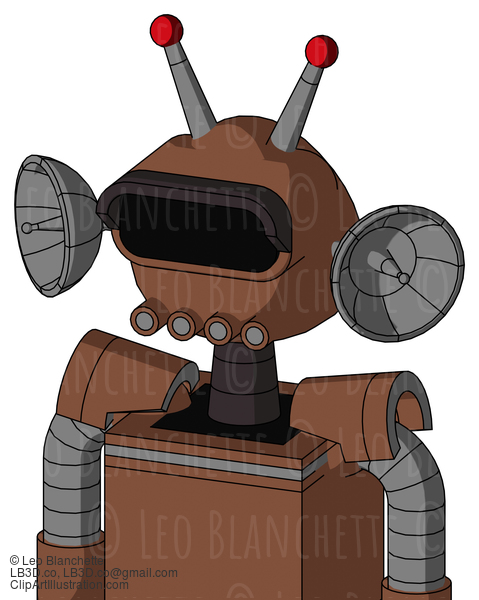 Brown Mech With Rounded Head And Pipes Mouth And Black Visor Eye And Double Led Antenna #21560