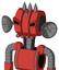 Tomato-Red Droid With Multi-Toroid Head And Pipes Mouth And Angry Eyes And Three Spiked