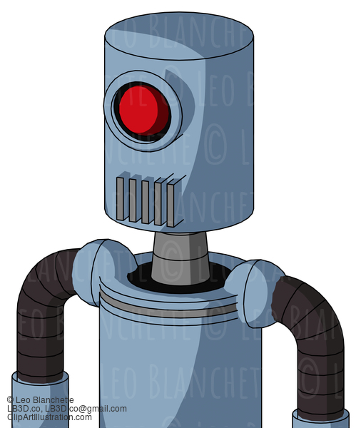 Blue Robot With Cylinder Head And Vent Mouth And Cyclops Eye #21574