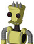 Yellow Robot With Cylinder-Conic Head And Pipes Mouth And Red Eyed And Three Spiked