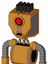 Peach Droid With Mechanical Head And Sad Mouth And Cyclops Eye And Pipe Hair