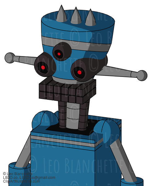 Blue Automaton With Vase Head And Keyboard Mouth And Three-Eyed And Three Spiked #21589