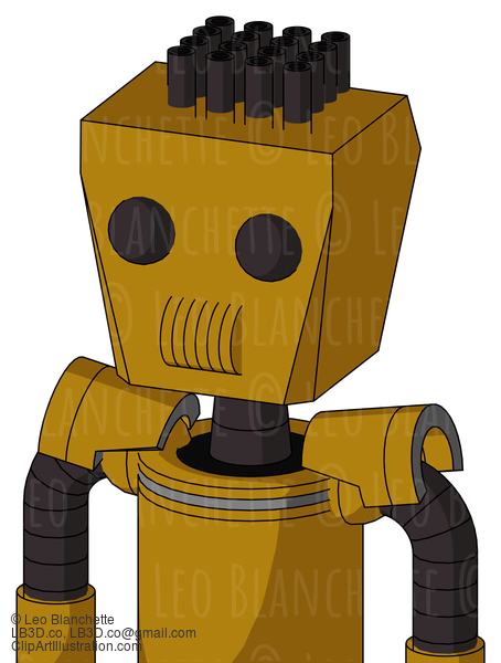 Dark-Yellow Automaton With Box Head And Speakers Mouth And Two Eyes And Pipe Hair #21590