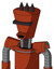 Orange Robot With Cylinder-Conic Head And Happy Mouth And Black Visor Cyclops And Three Dark Spikes