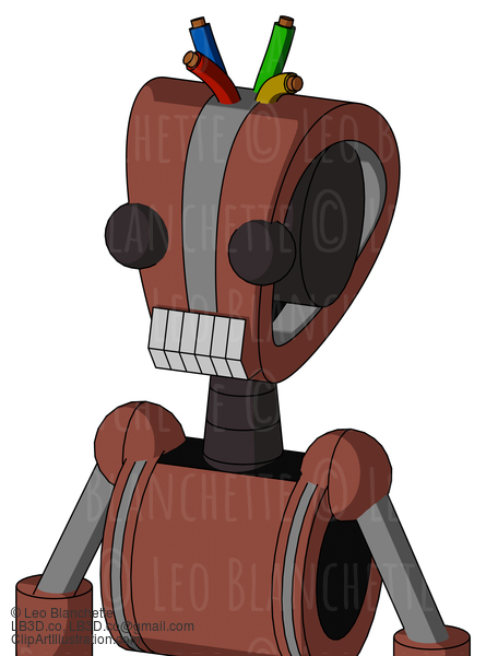 Brown Droid With Droid Head And Teeth Mouth And Two Eyes And Wire Hair #21596