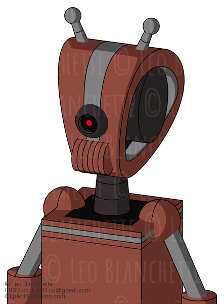 Brown Droid With Droid Head And Speakers Mouth And Black Cyclops Eye And Double Antenna #21607