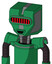 Green Automaton With Mechanical Head And Happy Mouth And Visor Eye