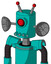 Greenish Robot With Cylinder Head And Pipes Mouth And Cyclops Eye And Double Led Antenna