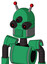 Green Automaton With Dome Head And Speakers Mouth And Three-Eyed And Double Led Antenna