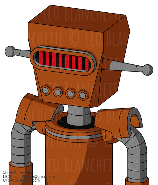 Brownish Droid With Box Head And Pipes Mouth And Visor Eye #21644