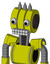 Yellow Robot With Multi-Toroid Head And Keyboard Mouth And Two Eyes And Three Spiked