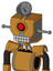 Yellowish Droid With Mechanical Head And Keyboard Mouth And Cyclops Eye And Radar Dish Hat