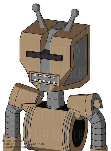 Cardboard Mech With Mechanical Head And Square Mouth And Black Visor Cyclops And Double Antenna #21647