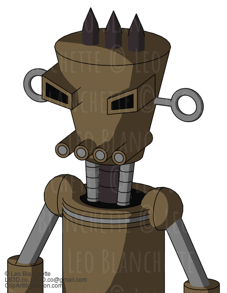 Cardboard Robot With Cylinder-Conic Head And Pipes Mouth And Angry Eyes And Three Dark Spikes #21651