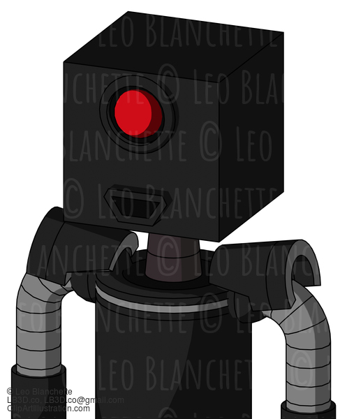 Black Automaton With Box Head And Happy Mouth And Cyclops Eye #21652