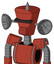 Red Automaton With Cylinder-Conic Head And Speakers Mouth And Black Visor Cyclops And Spike Tip