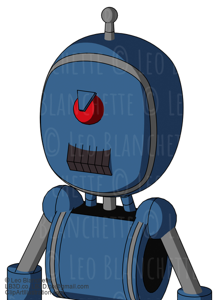 Blue Robot With Bubble Head And Dark Tooth Mouth And Angry Cyclops And Single Antenna #21667