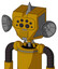 Yellow Droid With Mechanical Head And Speakers Mouth And Bug Eyes And Spike Tip
