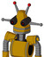 Yellow Droid With Cone Head And Black Glowing Red Eyes And Double Led Antenna