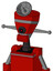 Red Mech With Vase Head And Toothy Mouth And Black Cyclops Eye And Radar Dish Hat