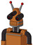 Orange Robot With Cone Head And Toothy Mouth And Three-Eyed And Double Led Antenna
