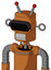 Orange Robot With Cylinder Head And Teeth Mouth And Black Visor Eye And Double Led Antenna