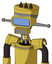 Yellow Droid With Vase Head And Square Mouth And Large Blue Visor Eye And Three Dark Spikes