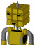 Yellow Automaton With Cube Head And Happy Mouth And Angry Eyes And Spike Tip