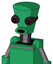 Green Automaton With Cylinder-Conic Head And Round Mouth And Black Glowing Red Eyes