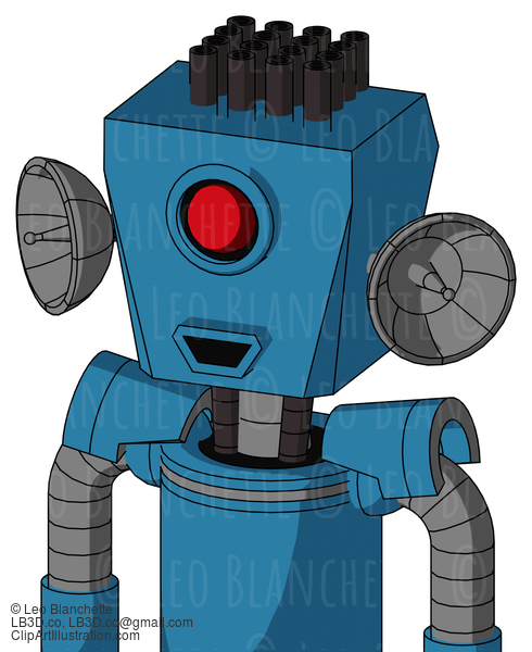 Blue Automaton With Box Head And Happy Mouth And Cyclops Eye And Pipe Hair #21704