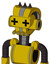 Yellow Droid With Droid Head And Pipes Mouth And Plus Sign Eyes And Three Dark Spikes
