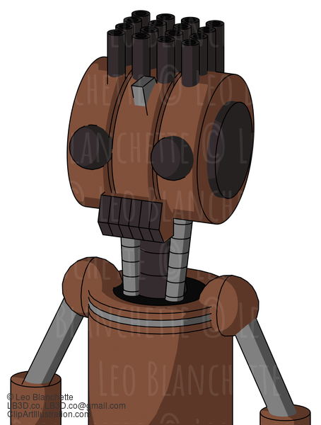 Brown Mech With Multi-Toroid Head And Dark Tooth Mouth And Two Eyes And Pipe Hair #21712