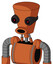 Orange Mech With Cylinder-Conic Head And Round Mouth And Black Glowing Red Eyes