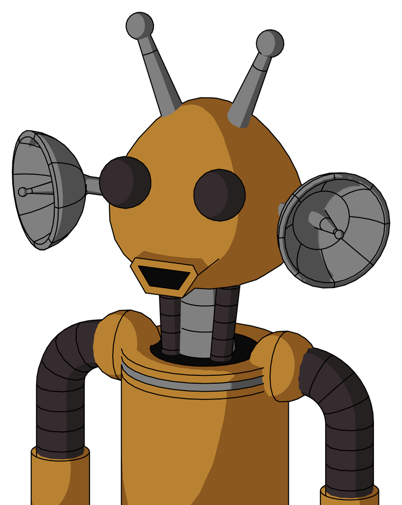 Yellowish Droid With Rounded Head And Happy Mouth And Two Eyes And Double Antenna