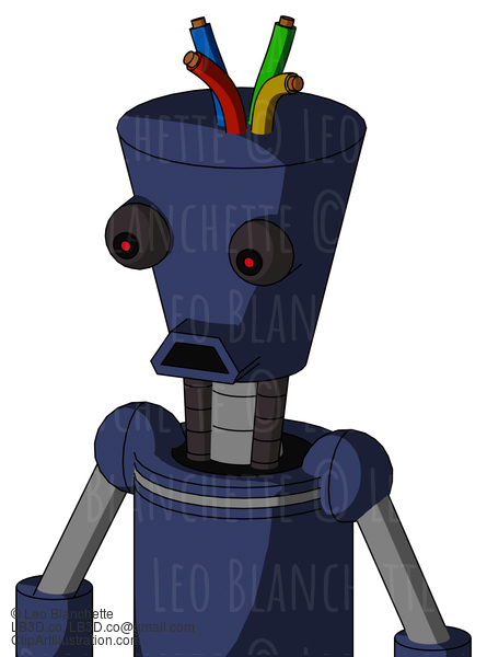 Blue Droid With Cylinder-Conic Head And Sad Mouth And Red Eyed And Wire Hair #21723