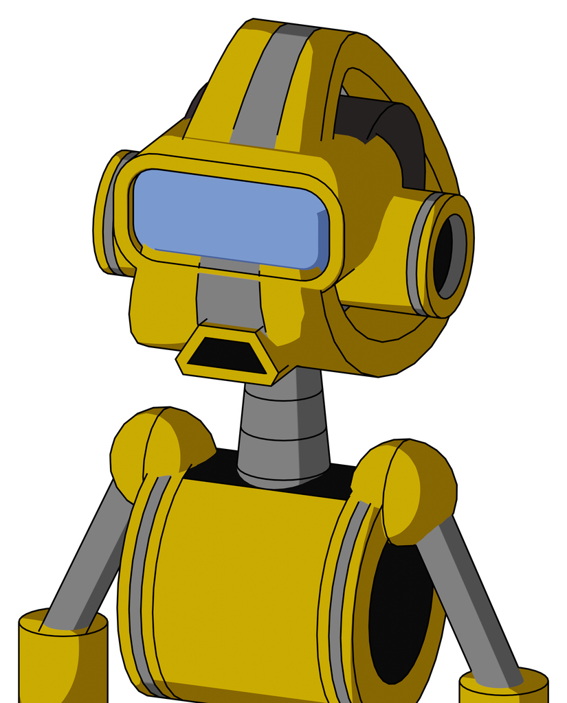 Yellow Droid With Droid Head And Sad Mouth And Large Blue Visor Eye