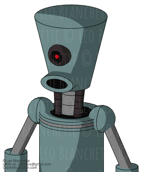 Blue Droid With Cylinder-Conic Head And Round Mouth And Black Cyclops Eye #21727