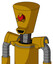 Yellow Droid With Cylinder-Conic Head And Happy Mouth And Angry Cyclops Eye
