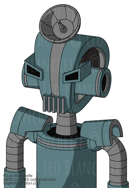 Blue Mech With Droid Head And Vent Mouth And Angry Eyes And Radar Dish Hat #21734