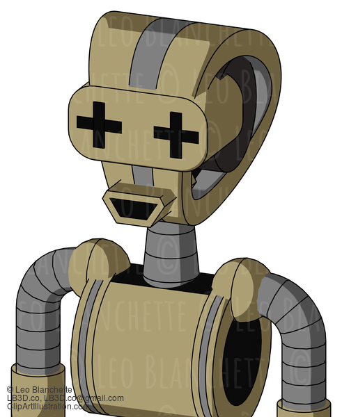 Army-Tan Automaton With Droid Head And Happy Mouth And Plus Sign Eyes #21738