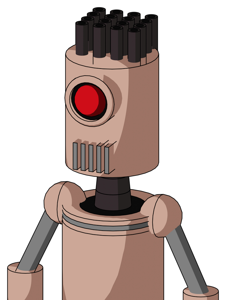 Light-Peach Mech With Cylinder Head And Vent Mouth And Cyclops Eye And Pipe Hair
