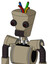 Tan Robot With Cylinder-Conic Head And Dark Tooth Mouth And Red Eyed And Wire Hair